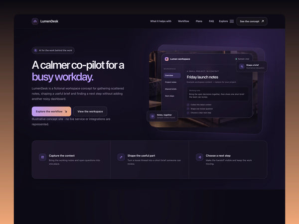 LumenDesk – Website Template for AI Agents
