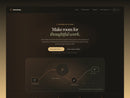 Lumenloop one-page workflow site preview with a charcoal background, warm serif heading and abstract four-step AI workflow diagram.
