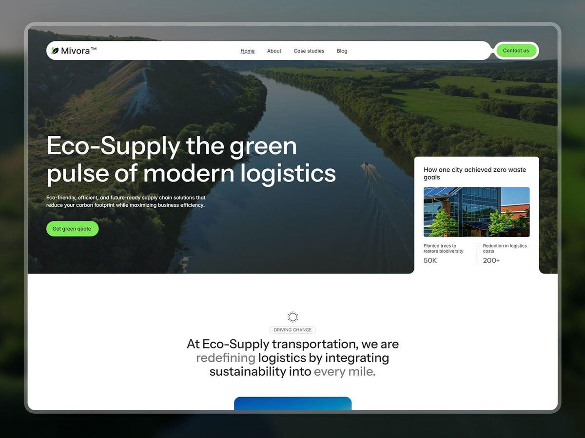 Mivora — Eco-friendly logistics & transport Framer Template