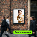 Poster on brick wall Editable PSD Mockup preview