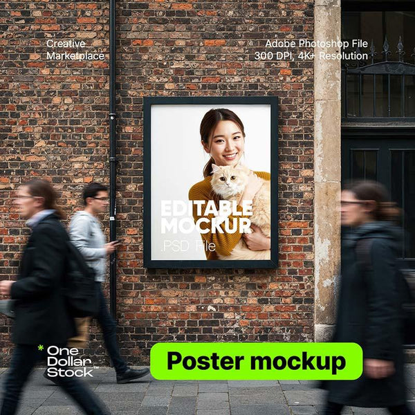 Plakat na ceglanym murze mockup