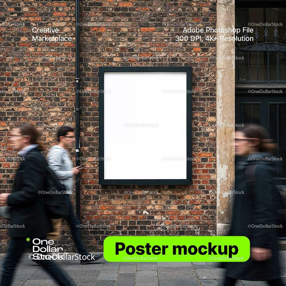 editable PSD mockup for Poster on brick wall