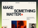 Monoform creative studio website preview with oversized black headline, coral dot, editorial image collage and warm paper background