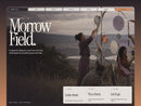 Morrow Field creative studio website preview with outdoor paper sculpture hero and plum copper framing