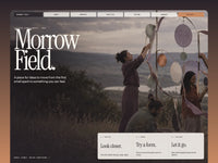 Morrow Field creative studio website preview with outdoor paper sculpture hero and plum copper framing