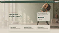 Scrolling preview of the responsive Soma Vale website, showing studio sections, image rails, membership tabs, the FAQ, and footer.