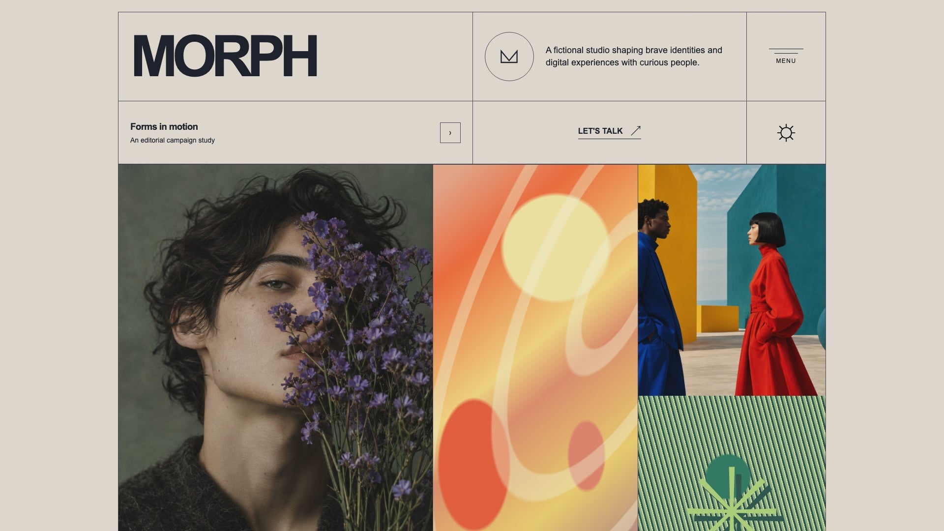 Scroll preview of the MORPH creative studio landing page