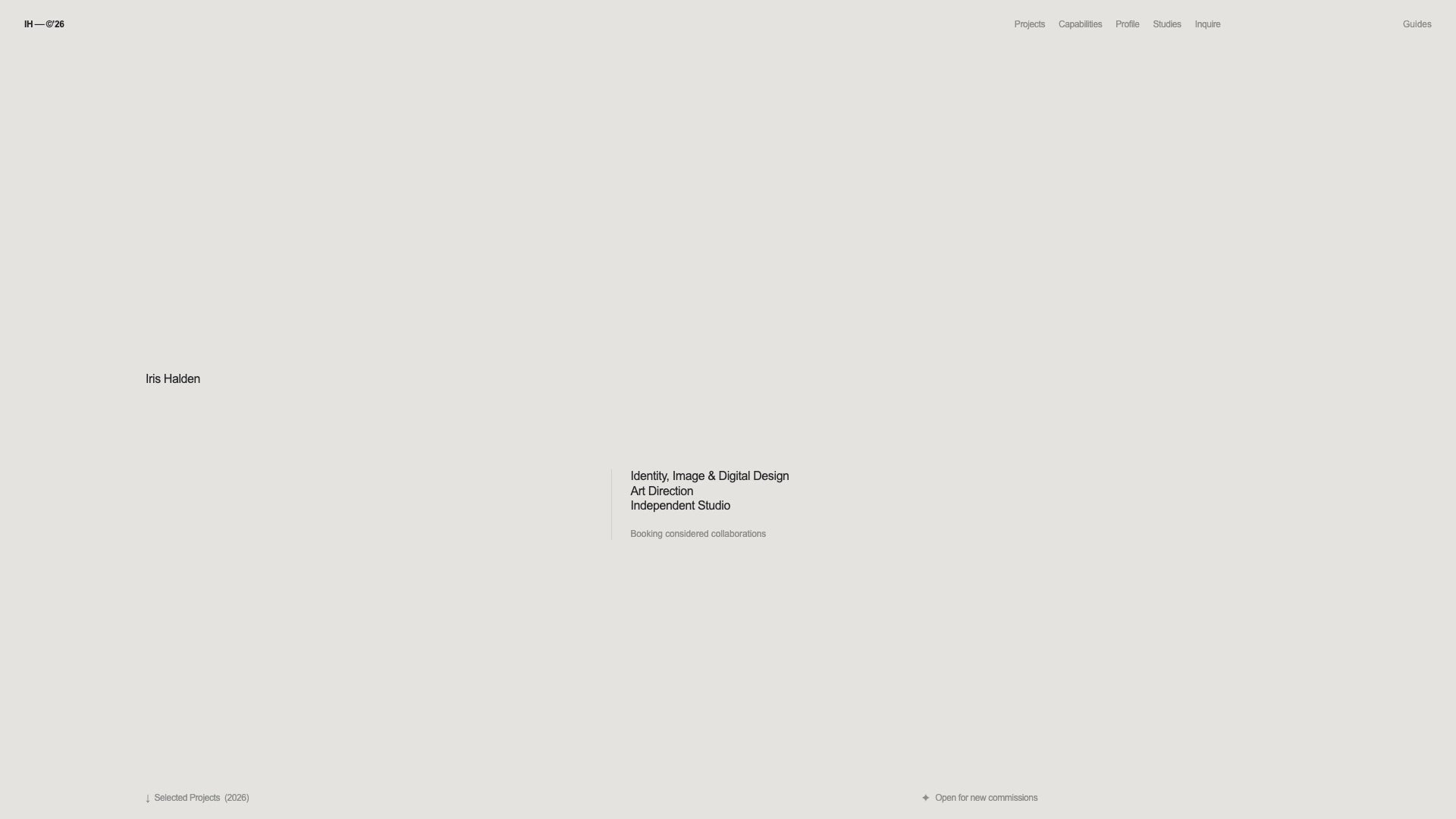 Scroll preview of the Iris Halden editorial portfolio