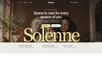 42-second scrolling preview of the Solenne one-page website, from the photographic hero through care topics, journal and FAQ.