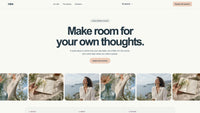 Scroll preview of the Mira reflection website, including its rotating moment orbit, imagery, practice cards, FAQ, and footer.
