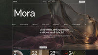 Scroll preview of the updated Mora one-page creative studio, from its left-set hero and editorial introduction through services and selected studies to the footer