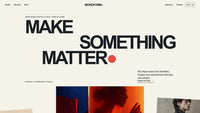 Scroll preview of the Monoform one-page creative studio template, from the typographic hero through portfolio and contact demo