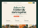 Rallymere padel club website template preview with editorial hero and forest green frame