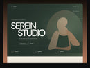 Serein movement studio homepage preview with forest-green panels, clay accents, editorial type and an illustrated hero