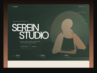 Serein movement studio homepage preview with forest-green panels, clay accents, editorial type and an illustrated hero