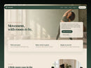 Desktop preview of a warm cream and sage Soma Vale movement studio website with a photo-led hero and editorial sections.
