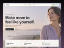 Stillday website preview with a lavender portrait, hero headline, and three ritual cards