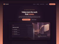 Threadwell website template hero with a calm plum workspace, illustrated workflow ribbon and coral accents