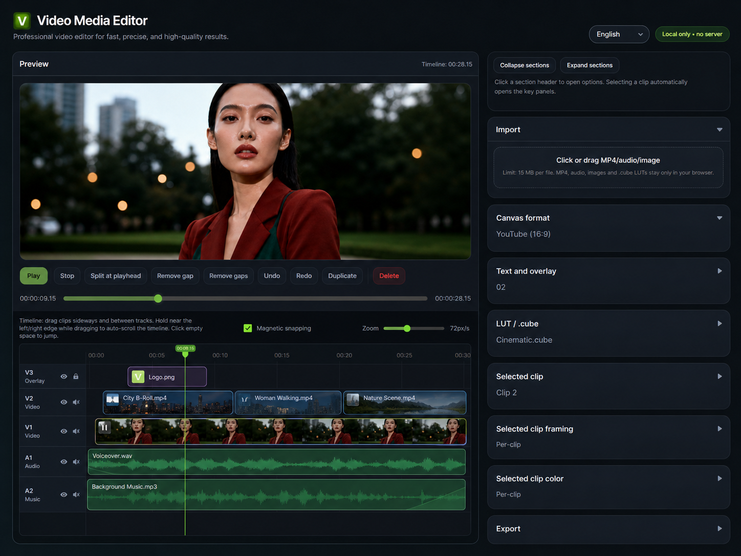 Video Media Editor timeline screenshot