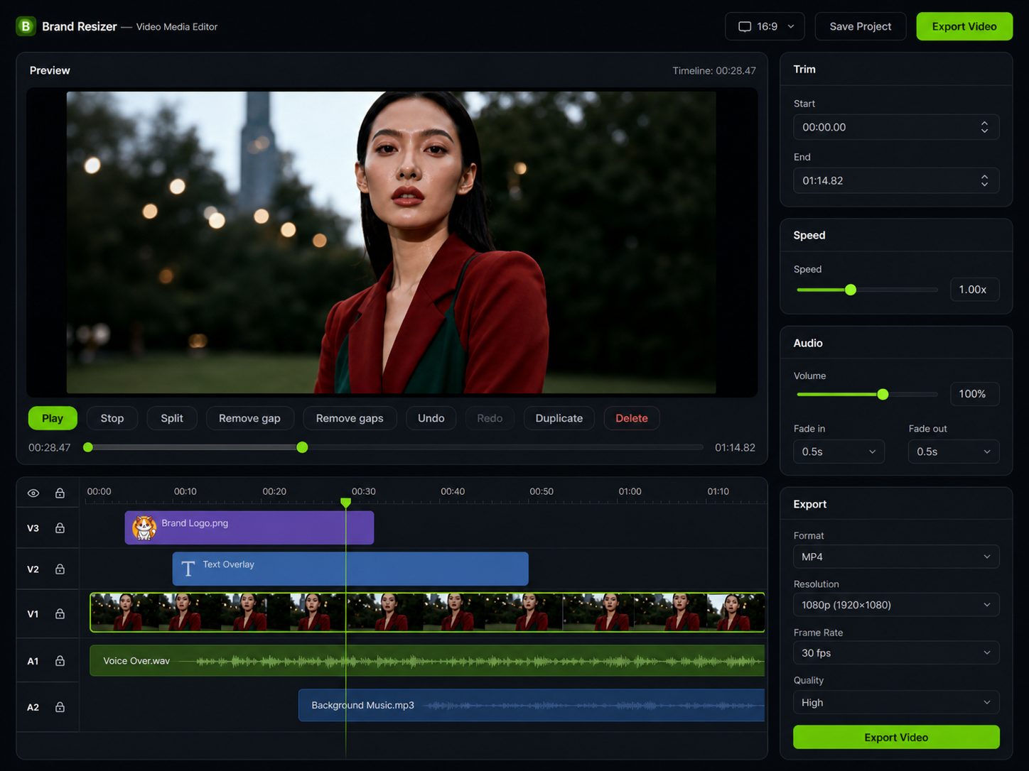 Video Media Editor settings screenshot