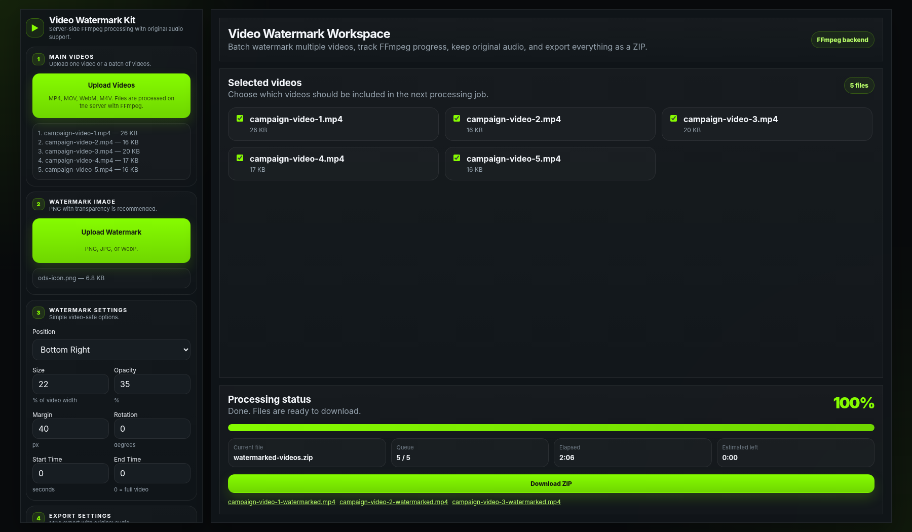 Video Watermark Kit ready screenshot