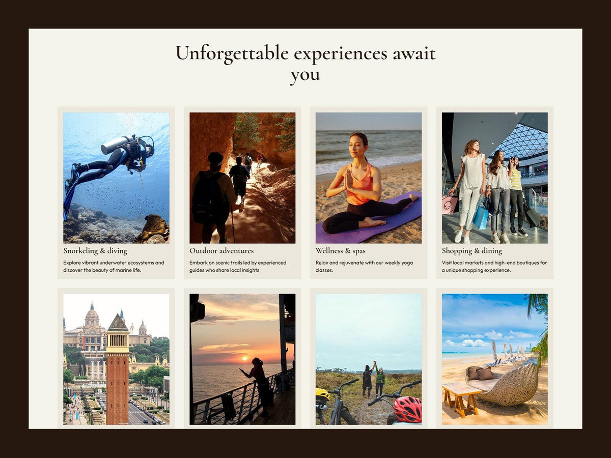VillaBliss Framer template website sections preview