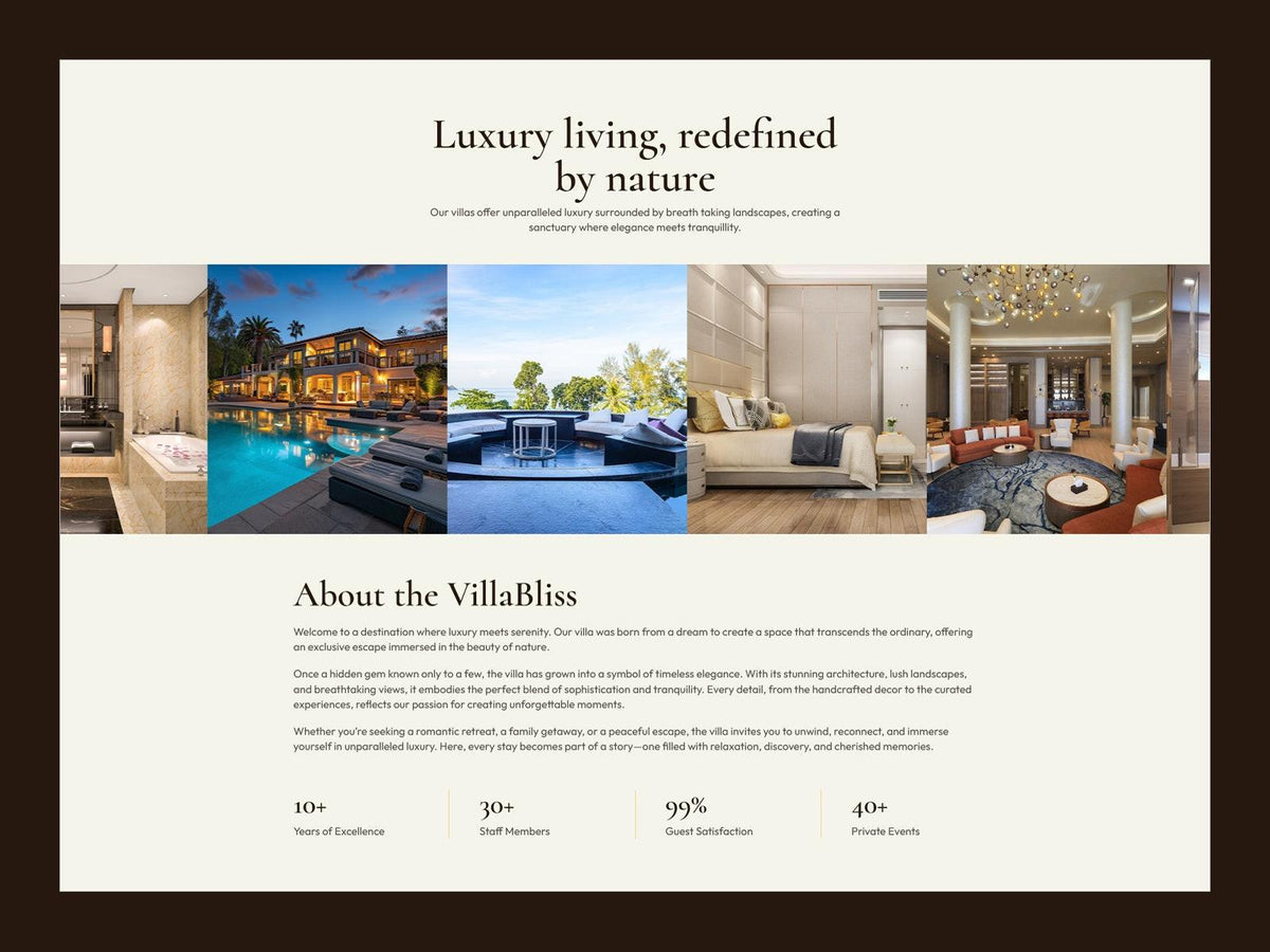 VillaBliss Framer template design preview