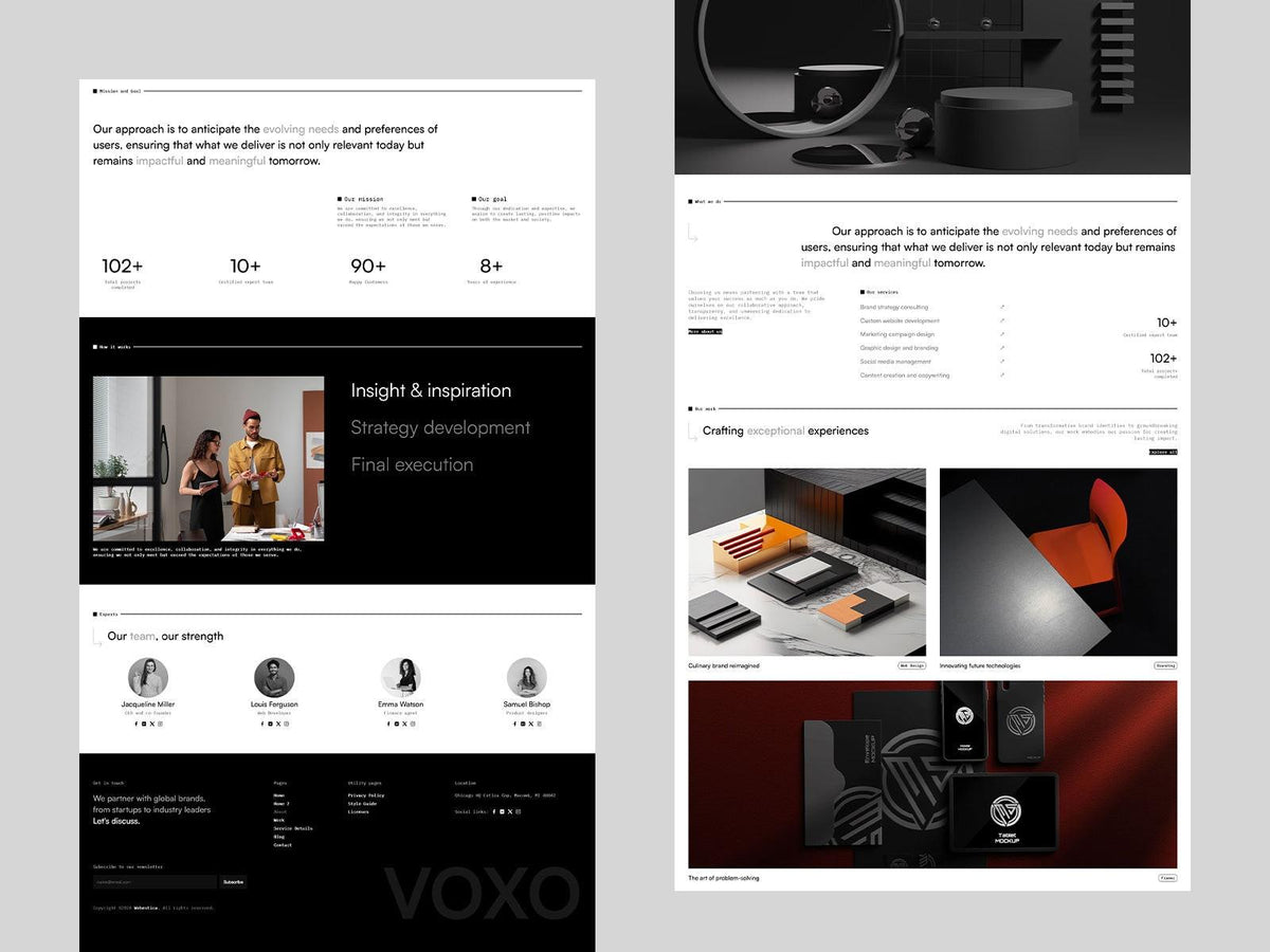 VOXO Framer template website sections preview