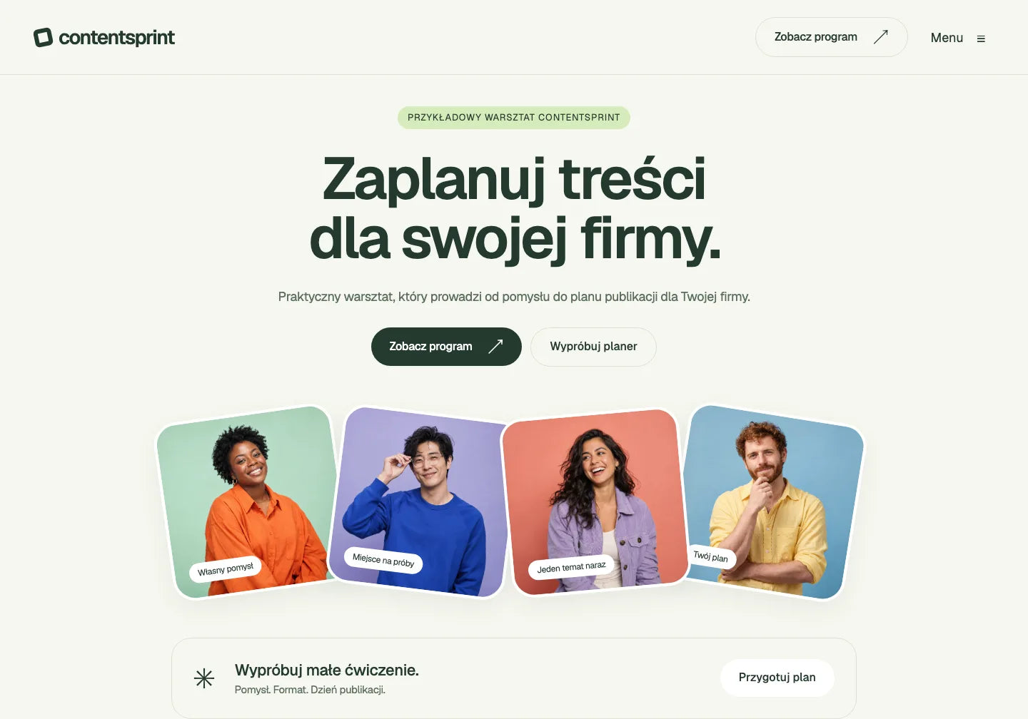 Przygotowany przykład Framewise jako landingu fikcyjnego warsztatu ContentSprint