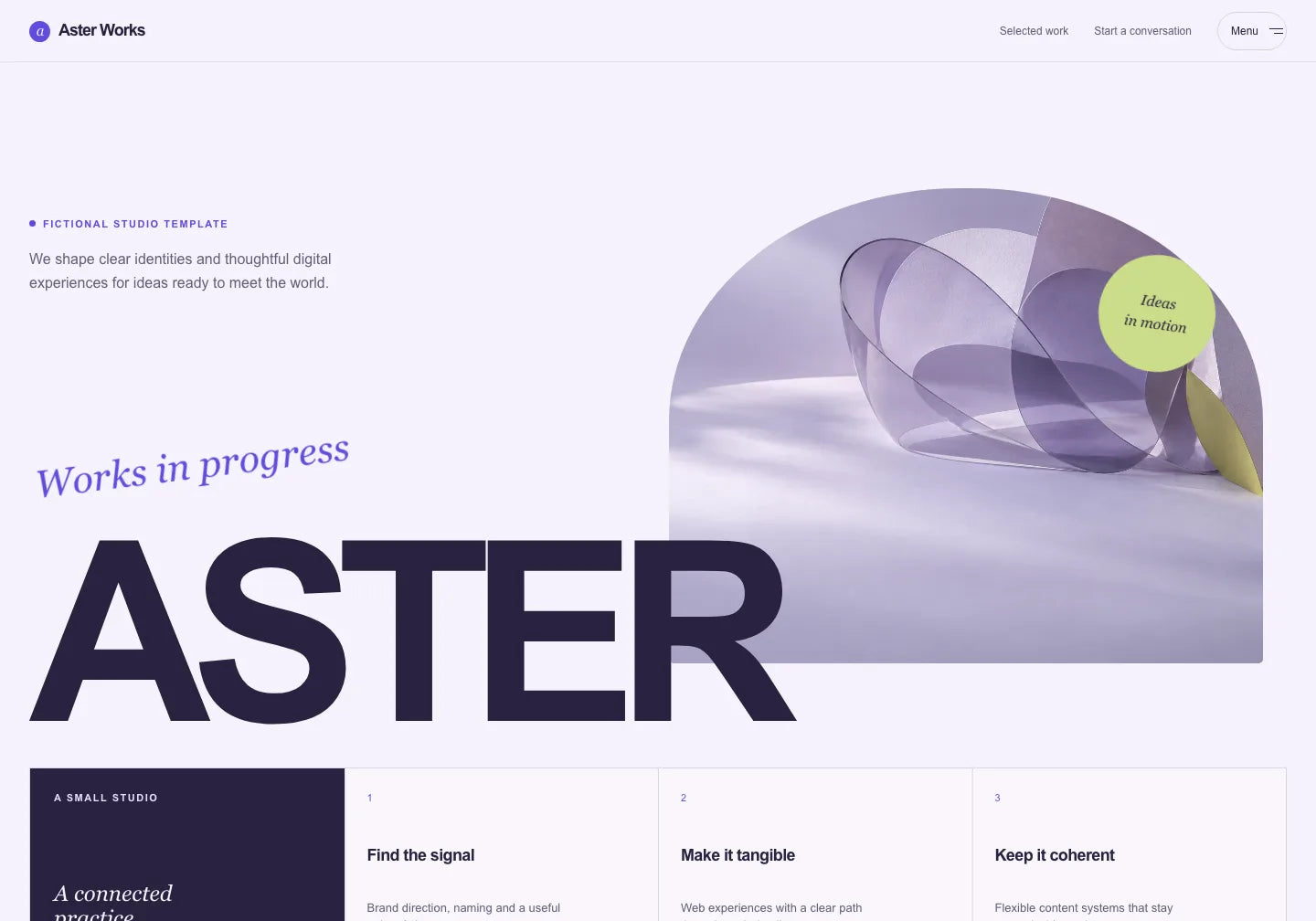 Aster Works / large typography and colour