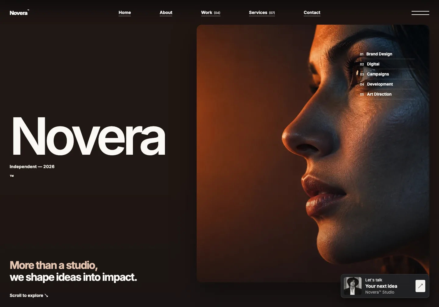 Novera / creative studio website
